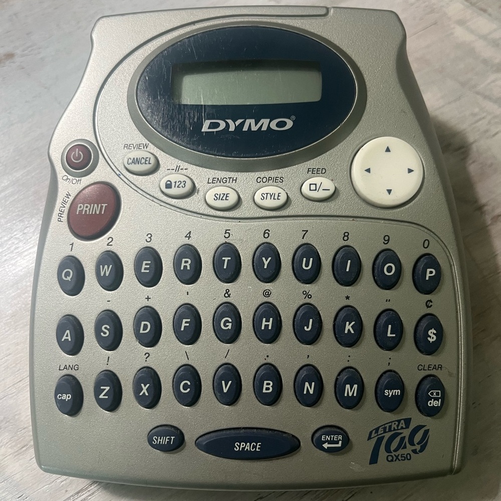 Dymo Label Maker with Black and Gray Design